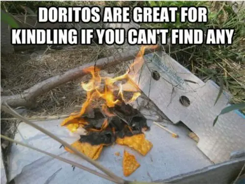 Using Doritos to start a fire