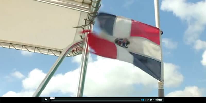 Dominican flag waving in the wind