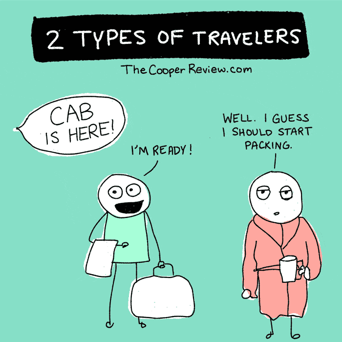 Cartoon about two different types of travelers