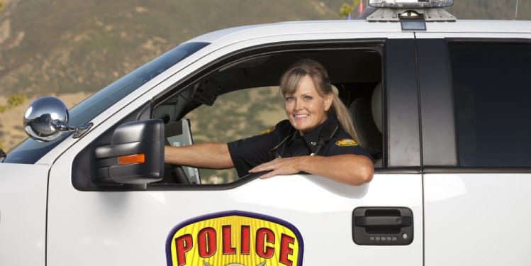 Policewoman in a police car